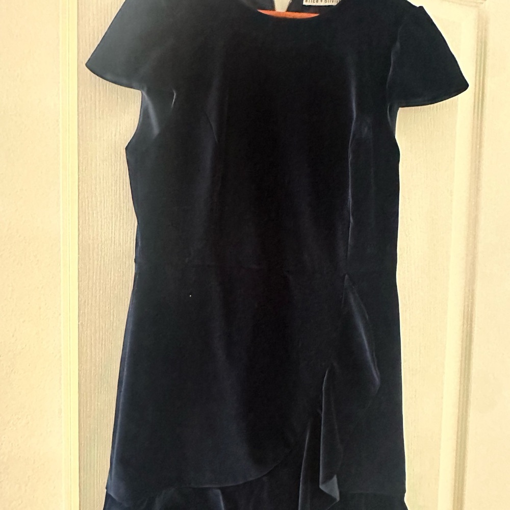Alice + Olivia ruffle dress navy velvet dress